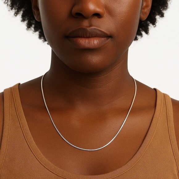 925 Sterling Silver Snake Chain Necklace 24"  Jewelry Accessory Sliver‎ Tone - Picture 2 of 5